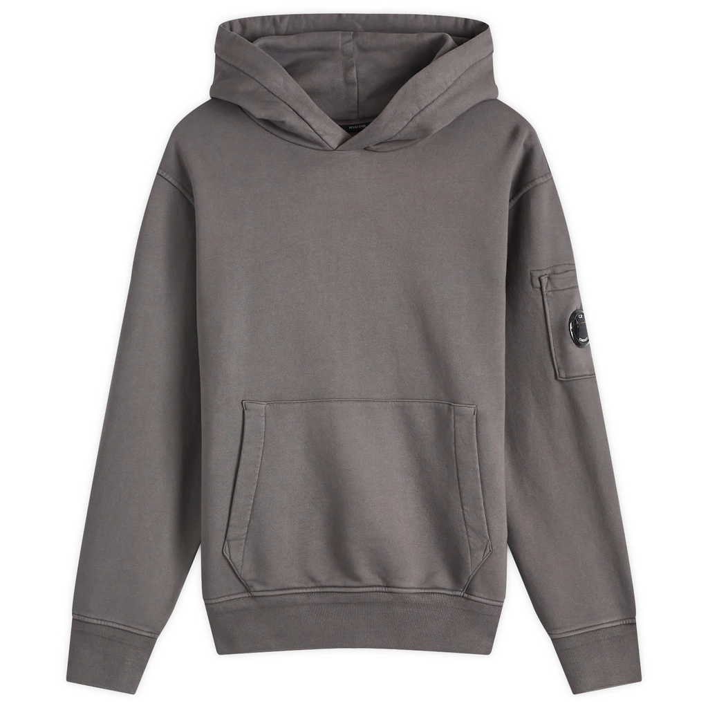 CP Company Men's Diagonal Fleece Resist Dyed Hoodie Smoked Pearl